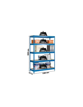 Etagère charge lourde BRICOFORTE 1204-5 CHIPBOARD BLEU/BOIS - 2000x1200x450 300Kg - SIMONRACK