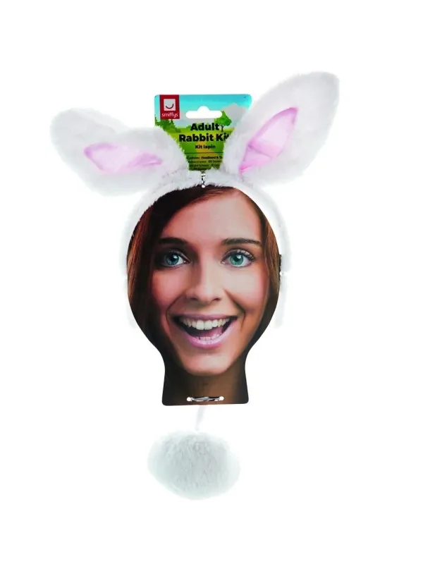 Kit lapin blanc (serre-tête oreilles et queue)