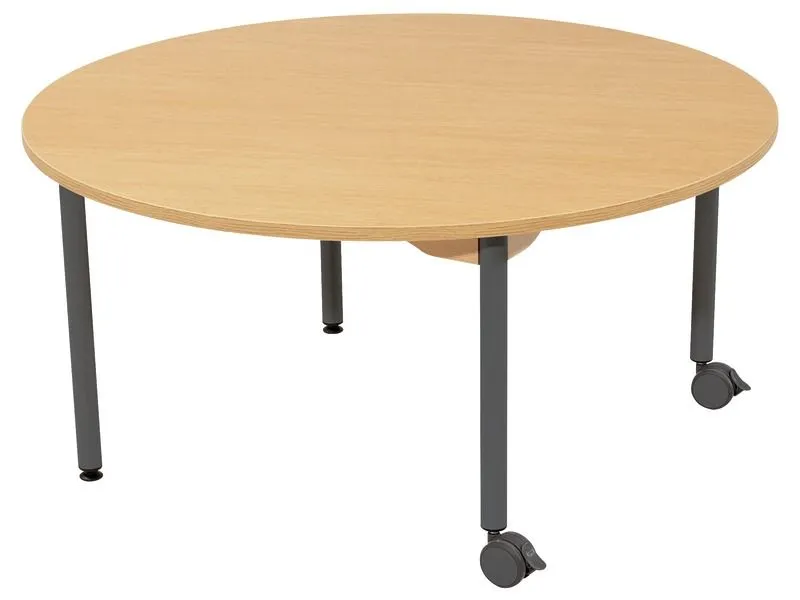 TABLE INSONORISÉE - PIÉTEMENT MÉTAL ET ROULETTES - Rond Ø 120 cm