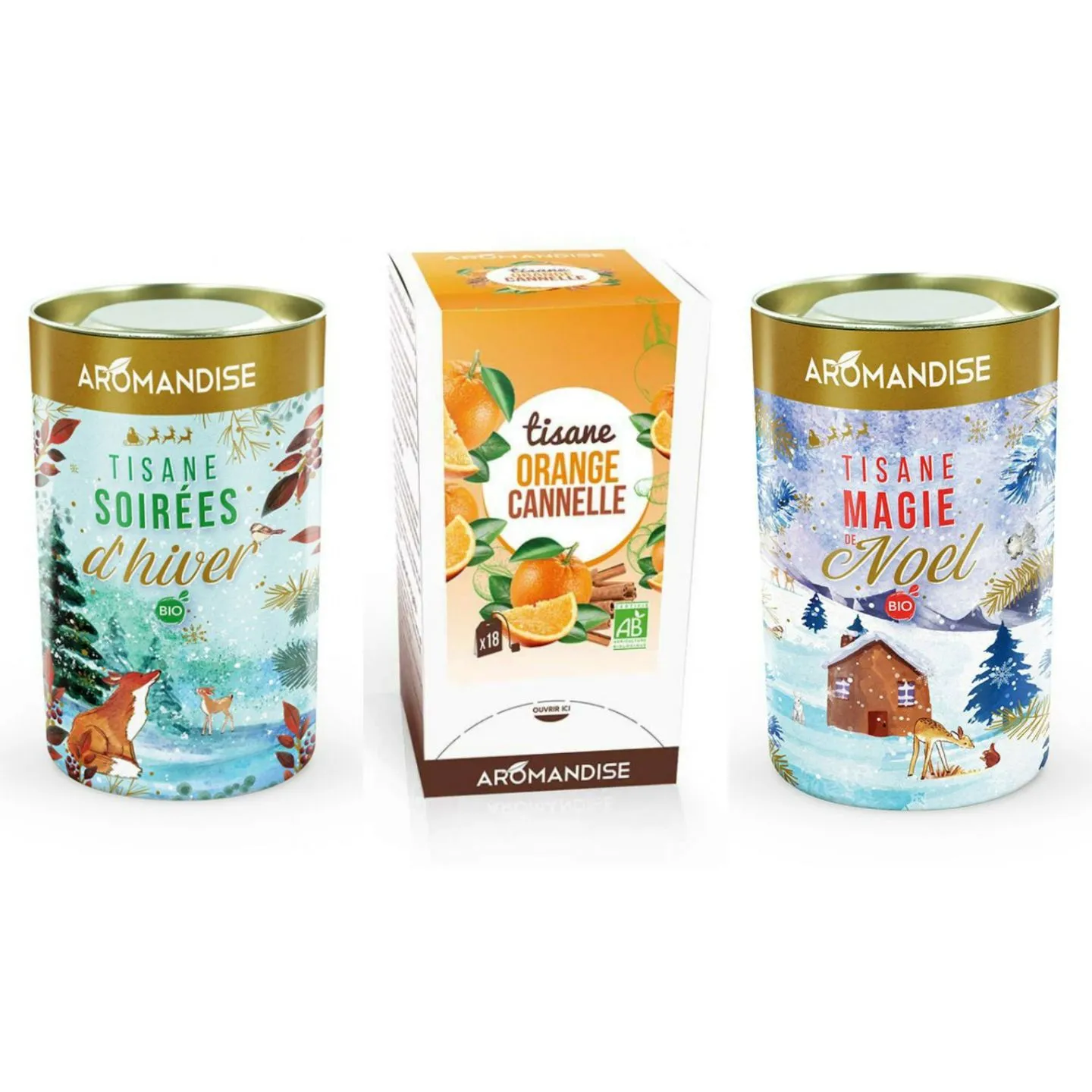 Trio Tisanes Festives - Soirées d'Hiver + Magie de Noël + Orange canne 